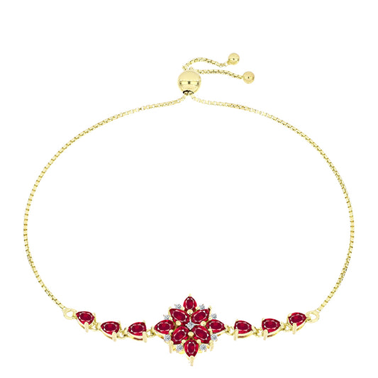 Kullattu hopeaRannekoru Malagassin Rubiinilla ja Valkoisella Topaasilla