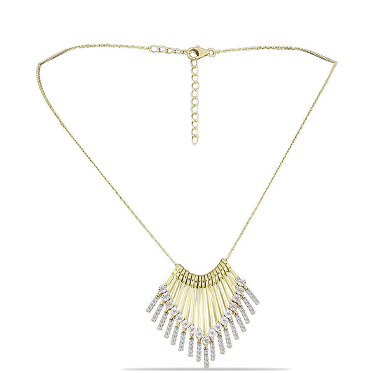 Kullattu hopeaKaulakoru Valkoisella Timantilla ja Valkoisella Topaasilla