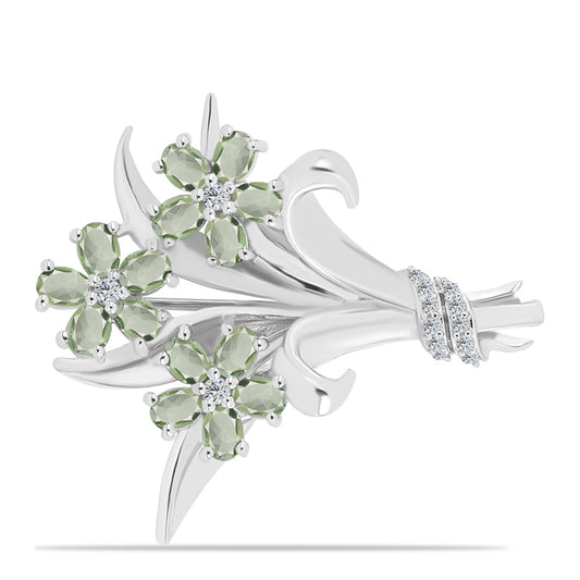 Hopea Vihreällä Ametistilla ja Valkoisella Topaasilla