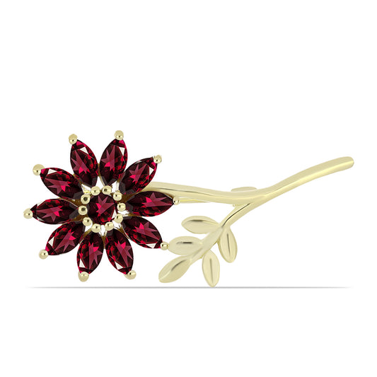 Kullattu hopeaRintaneula Rodoliitti Granaatilla