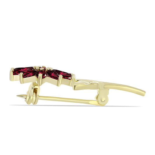 Kullattu hopeaRintaneula Rodoliitti Granaatilla