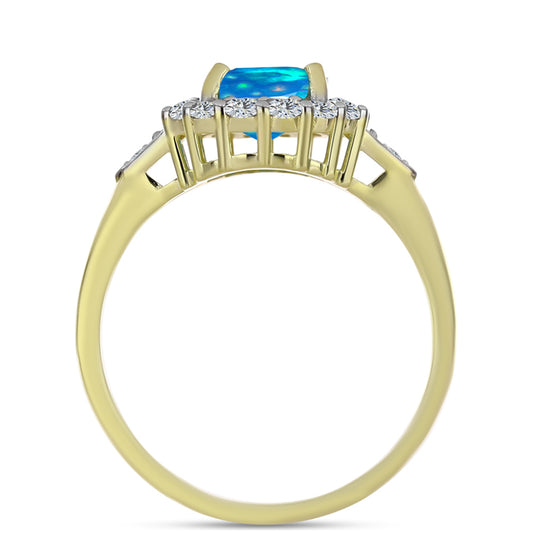 Kullattu hopeaSormus Etiopialaisella Paratiisiopaalilla ja Valkoisella Topaasilla