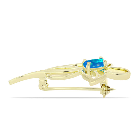 Kullattu hopeaRintaneula Etiopialaisella Paratiisiopaalilla