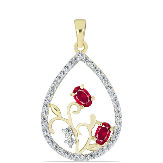 Kullattu hopeaRiipus Malagassin Rubiinilla ja Valkoisella Topaasilla