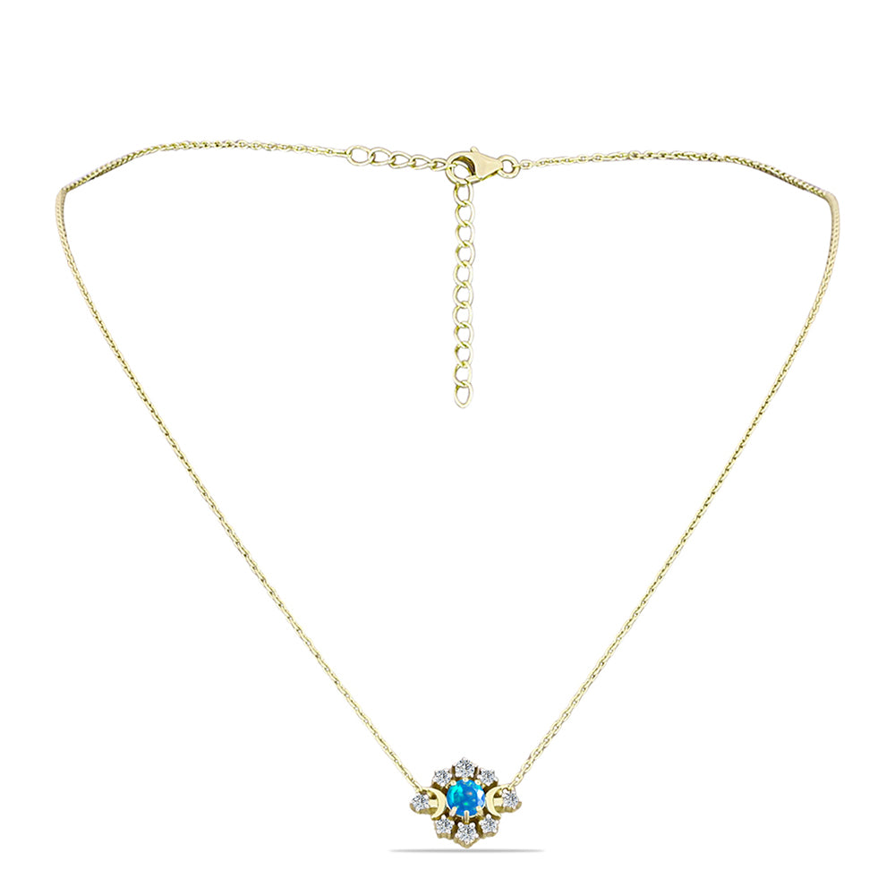 Kullattu hopeaKaulakoru Etiopialaisella Paratiisiopaalilla ja Valkoisella Topaasilla 1 