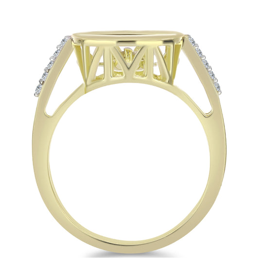 Kullattu hopeaSormus Valkoisella Timantilla ja Valkoisella Topaasilla