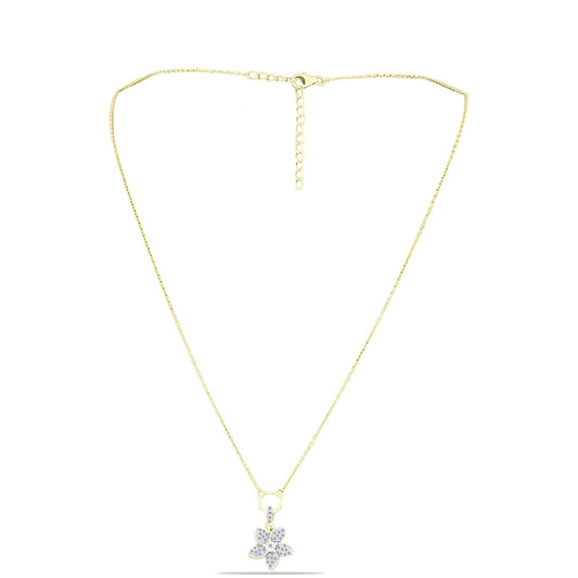 Kullattu hopeaKaulakoru Valkoisella Timantilla ja Valkoisella Topaasilla