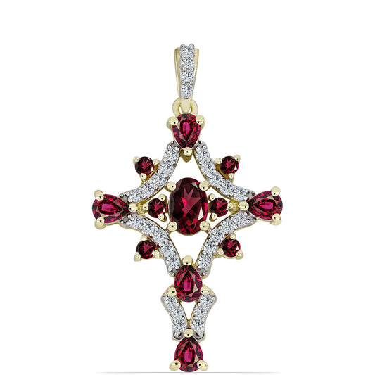 Kullattu hopeaRiipus Rodoliitti Granaatilla ja Valkoisella Topaasilla