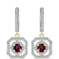 Kullatut hopeat Korvakorut Rodoliitti Granaatilla ja Valkoisella Topaasilla