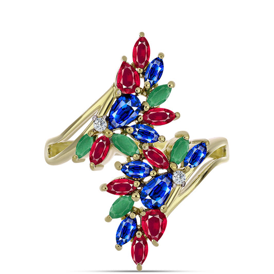 Kullattu hopeaSormus Malagassin Rubiinilla ja Australialaisella Sinisellä Safiirilla