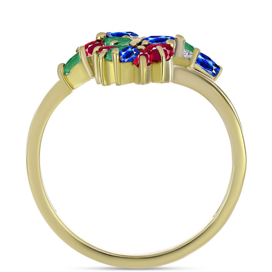 Kullattu hopeaSormus Malagassin Rubiinilla ja Australialaisella Sinisellä Safiirilla