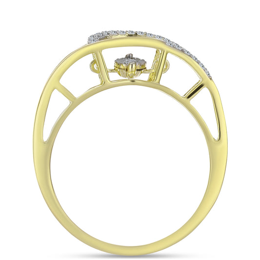 Kullattu hopeaSormus Valkoisella Timantilla ja Valkoisella Topaasilla