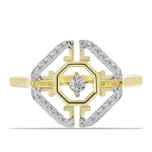 Kullattu hopeaSormus Valkoisella Timantilla ja Valkoisella Topaasilla