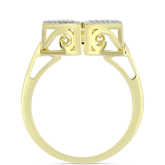 Kullattu hopeaSormus Valkoisella Timantilla ja Valkoisella Topaasilla