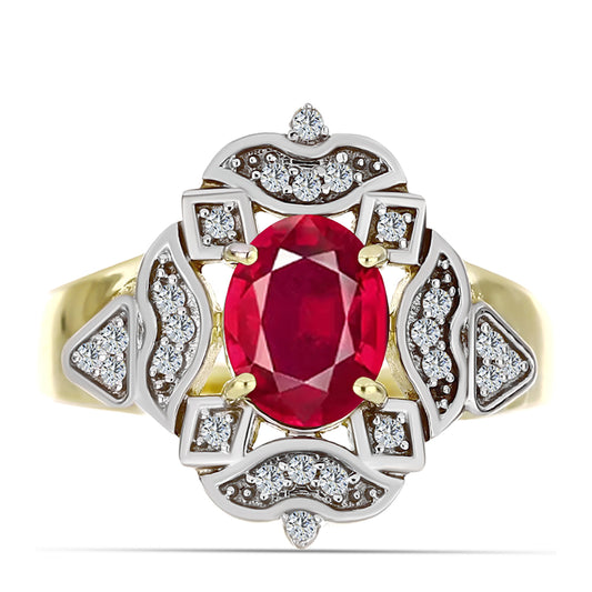 Kullattu hopeaSormus Malagassin Rubiinilla ja Valkoisella Topaasilla