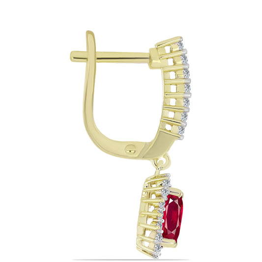 Kullatut hopeat Korvakorut Malagassin Rubiinilla ja Valkoisella Topaasilla