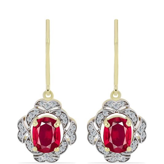 Kullatut hopeat Korvakorut Malagassin Rubiinilla ja Valkoisella Topaasilla