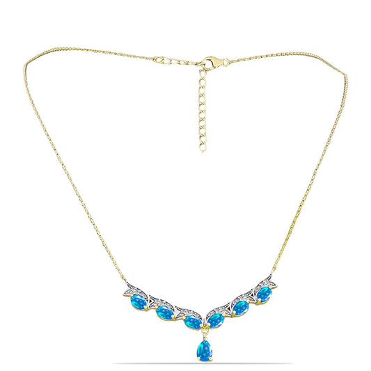 Kullattu hopeaKaulakoru Etiopialaisella Paratiisiopaalilla ja Valkoisella Topaasilla