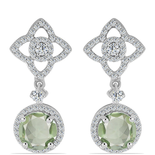 HopeaKorvakorut Vihreällä Ametistilla ja Valkoisella Topaasilla