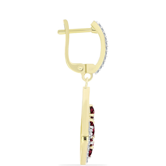 Kullatut hopeat Korvakorut Rodoliitti Granaatilla ja Valkoisella Topaasilla