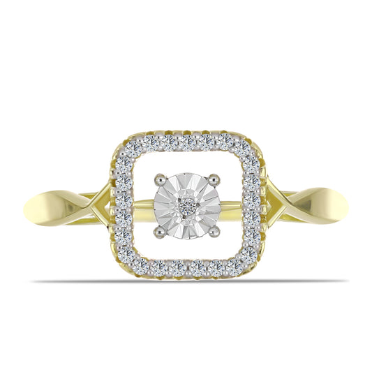 Kullattu hopeaSormus Valkoisella Timantilla ja Valkoisella Topaasilla