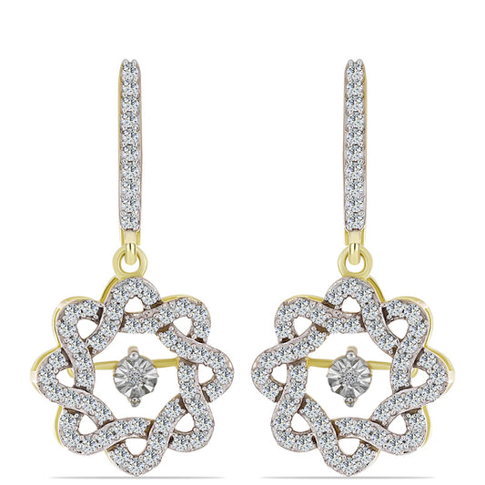 Kullatut hopeat Korvakorut Valkoisella Timantilla ja Valkoisella Topaasilla