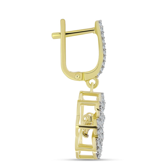 Kullatut hopeat Korvakorut Valkoisella Timantilla ja Valkoisella Topaasilla