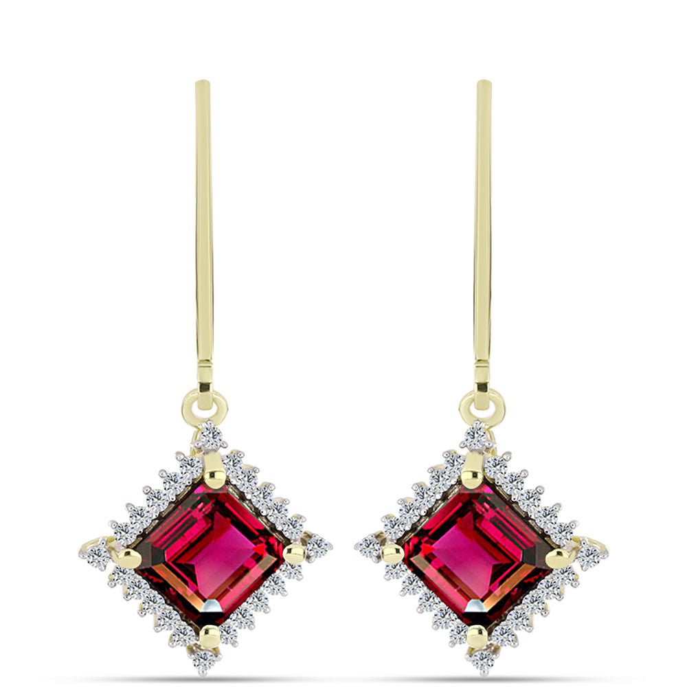 Kullatut hopeat Korvakorut Rodoliitti Granaatilla ja Valkoisella Topaasilla