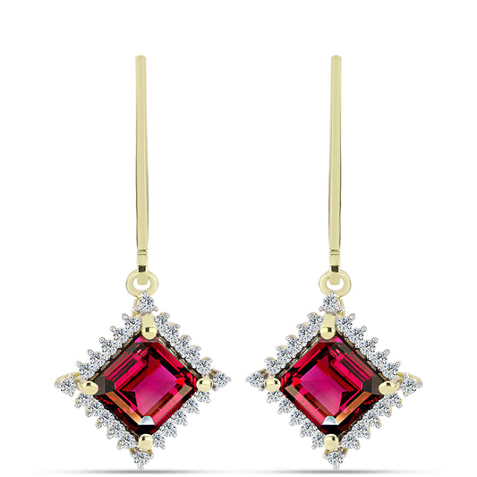 Kullatut hopeat Korvakorut Rodoliitti Granaatilla ja Valkoisella Topaasilla