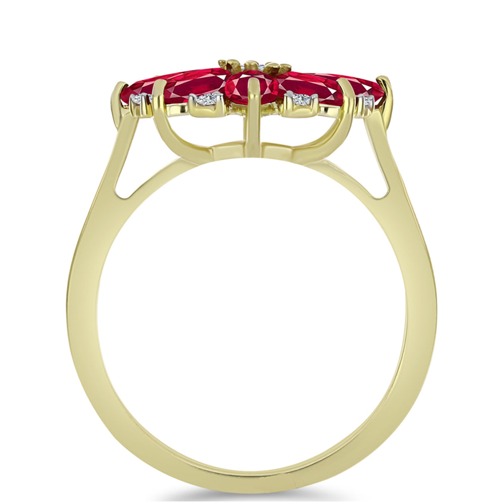 Kullattu hopeaSormus Malagassin Rubiinilla ja Valkoisella Topaasilla