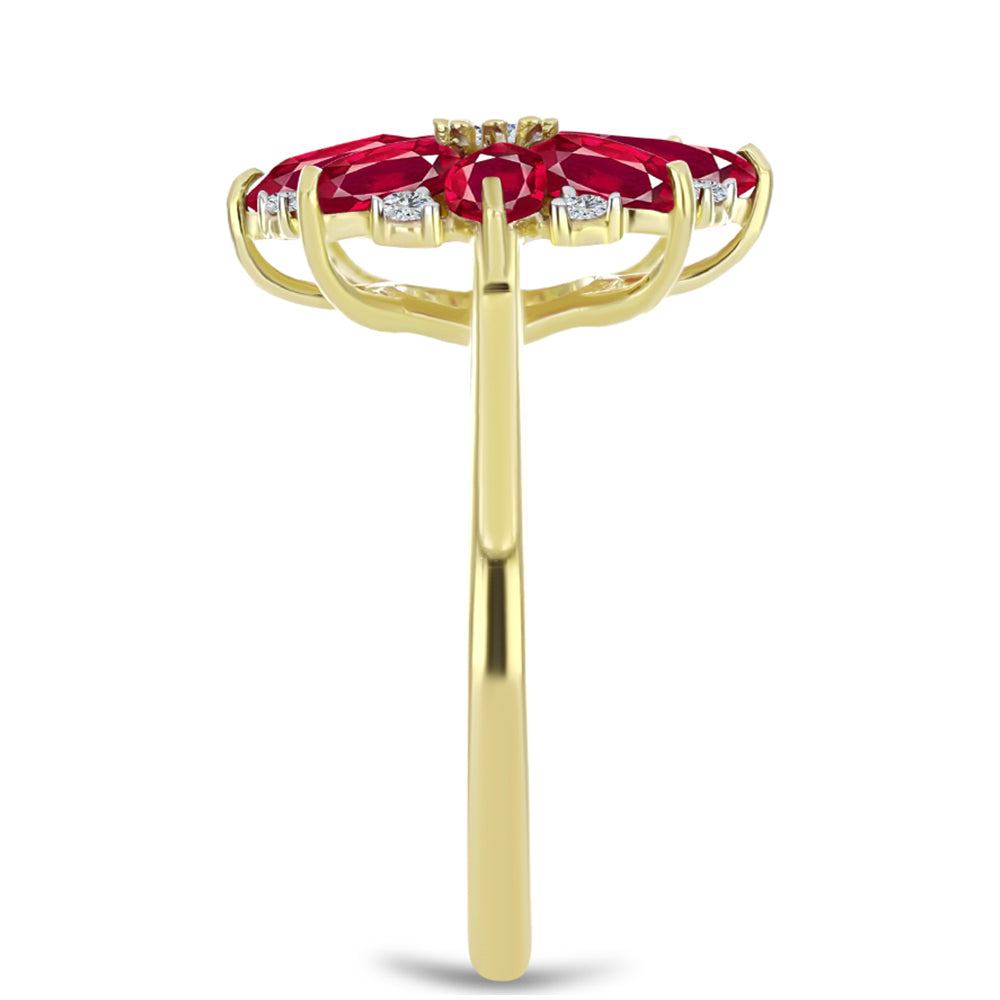 Kullattu hopeaSormus Malagassin Rubiinilla ja Valkoisella Topaasilla