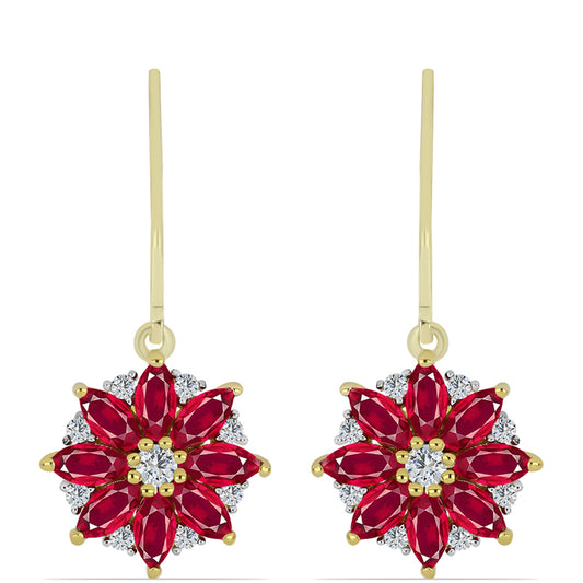 Kullatut hopeat Korvakorut Malagassin Rubiinilla ja Valkoisella Topaasilla