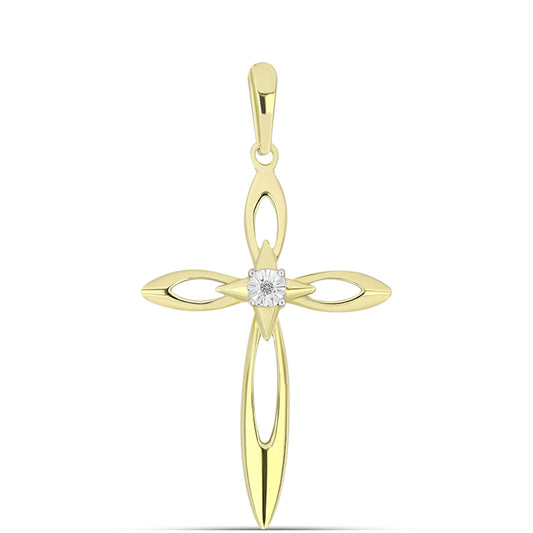 Kullattu hopeaRiipus Valkoisella Timantilla