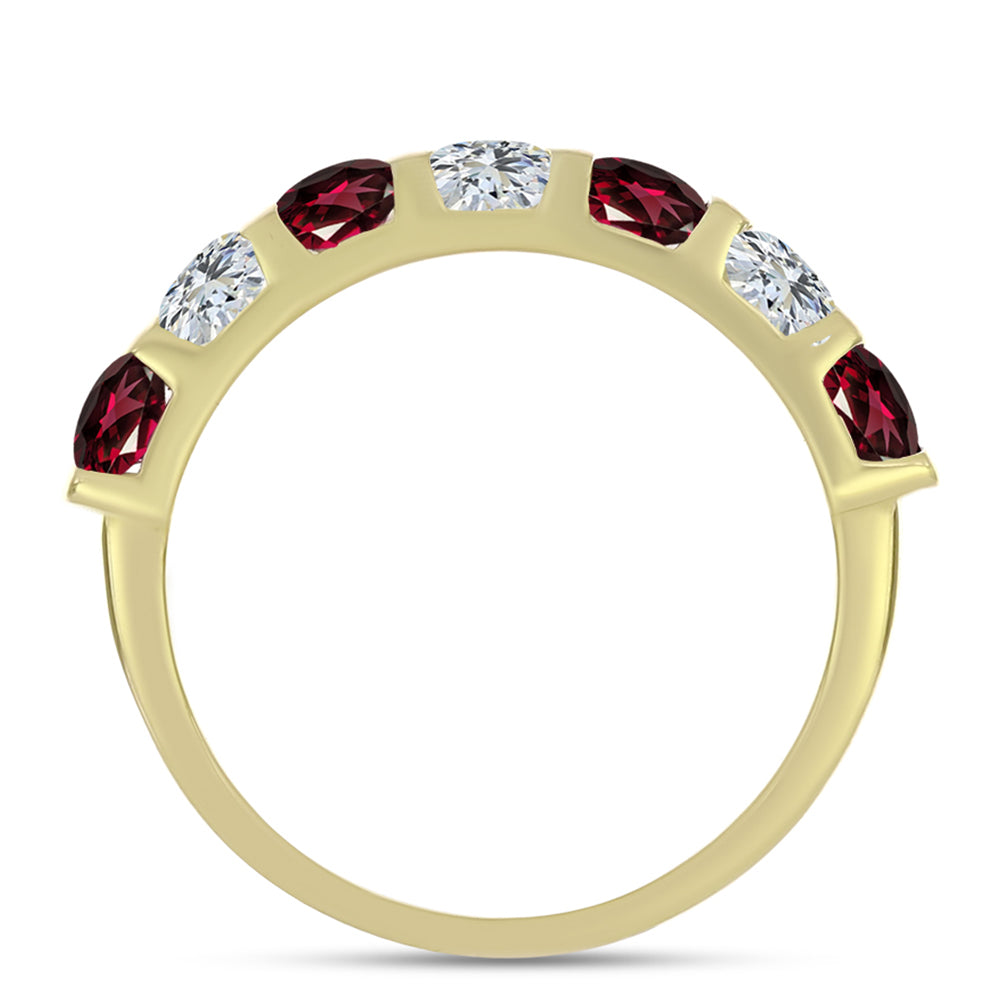 Kullattu hopeaSormus Rodoliitti Granaatilla ja Valkoisella Topaasilla