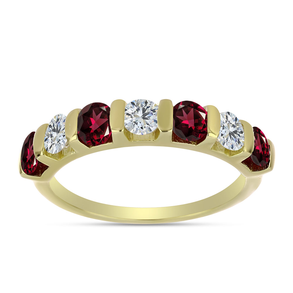 Kullattu hopeaSormus Rodoliitti Granaatilla ja Valkoisella Topaasilla 1 