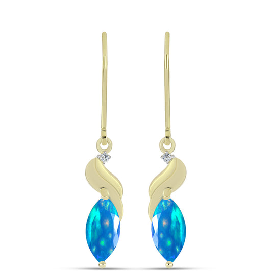 Kullatut hopeat Korvakorut Etiopialaisella Paratiisiopaalilla ja Valkoisella Topaasilla