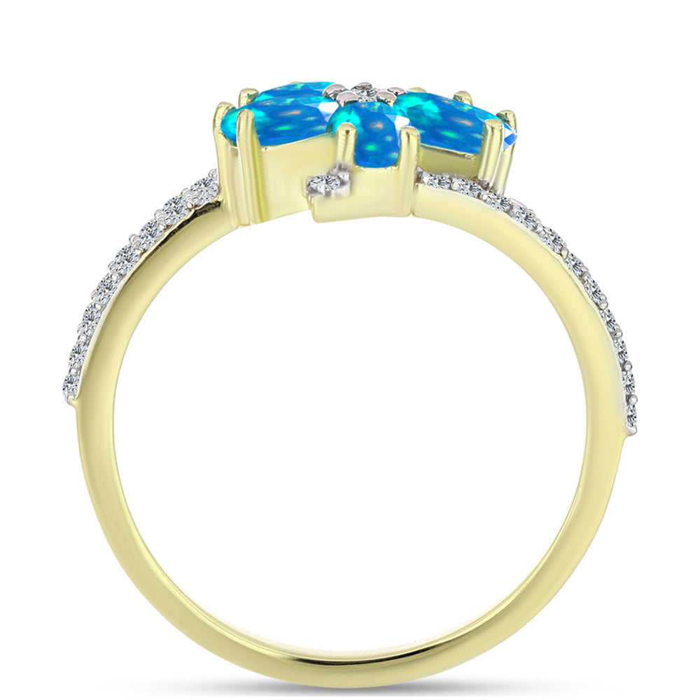 Kullattu hopeaSormus Etiopialaisella Paratiisiopaalilla ja Valkoisella Topaasilla 2 