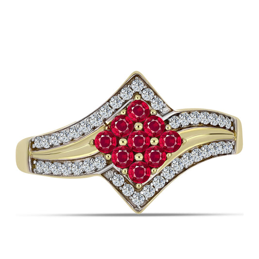 Kullattu hopeaSormus Malagassin Rubiinilla ja Valkoisella Topaasilla