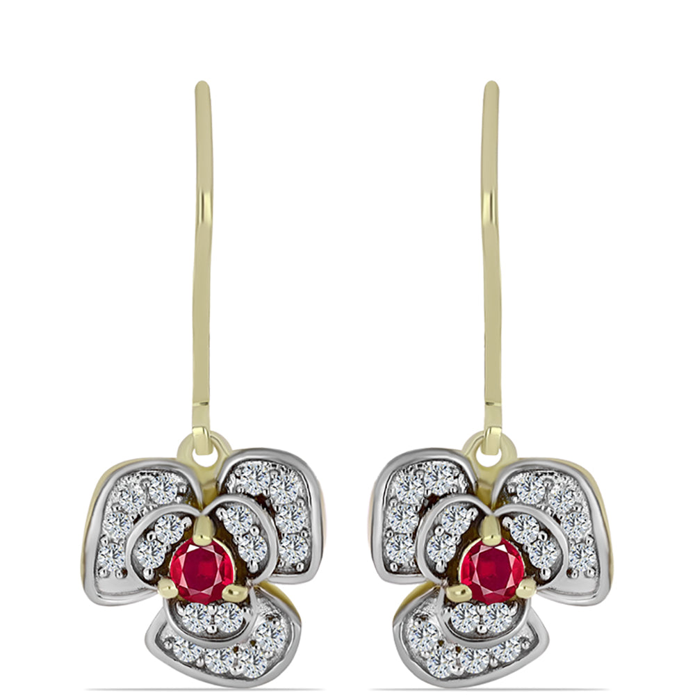 Kullatut hopeat Korvakorut Malagassin Rubiinilla ja Valkoisella Topaasilla 1 