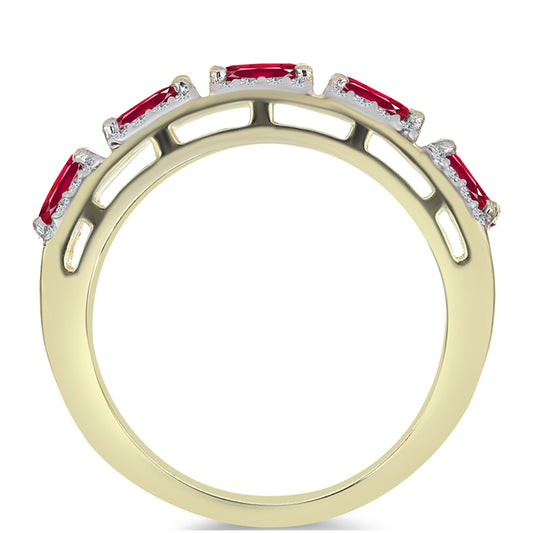 Kullattu hopeaSormus Malagassin Rubiinilla ja Valkoisella Topaasilla