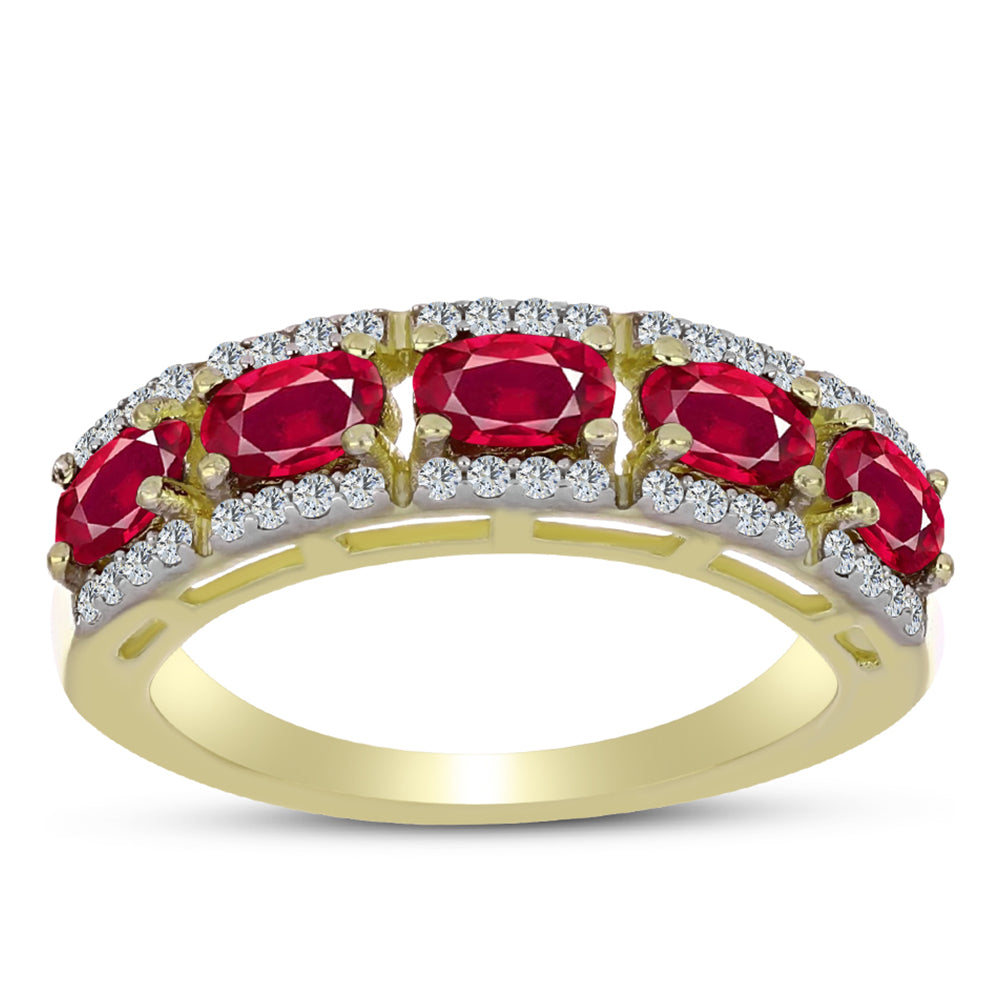 Kullattu hopeaSormus Malagassin Rubiinilla ja Valkoisella Topaasilla