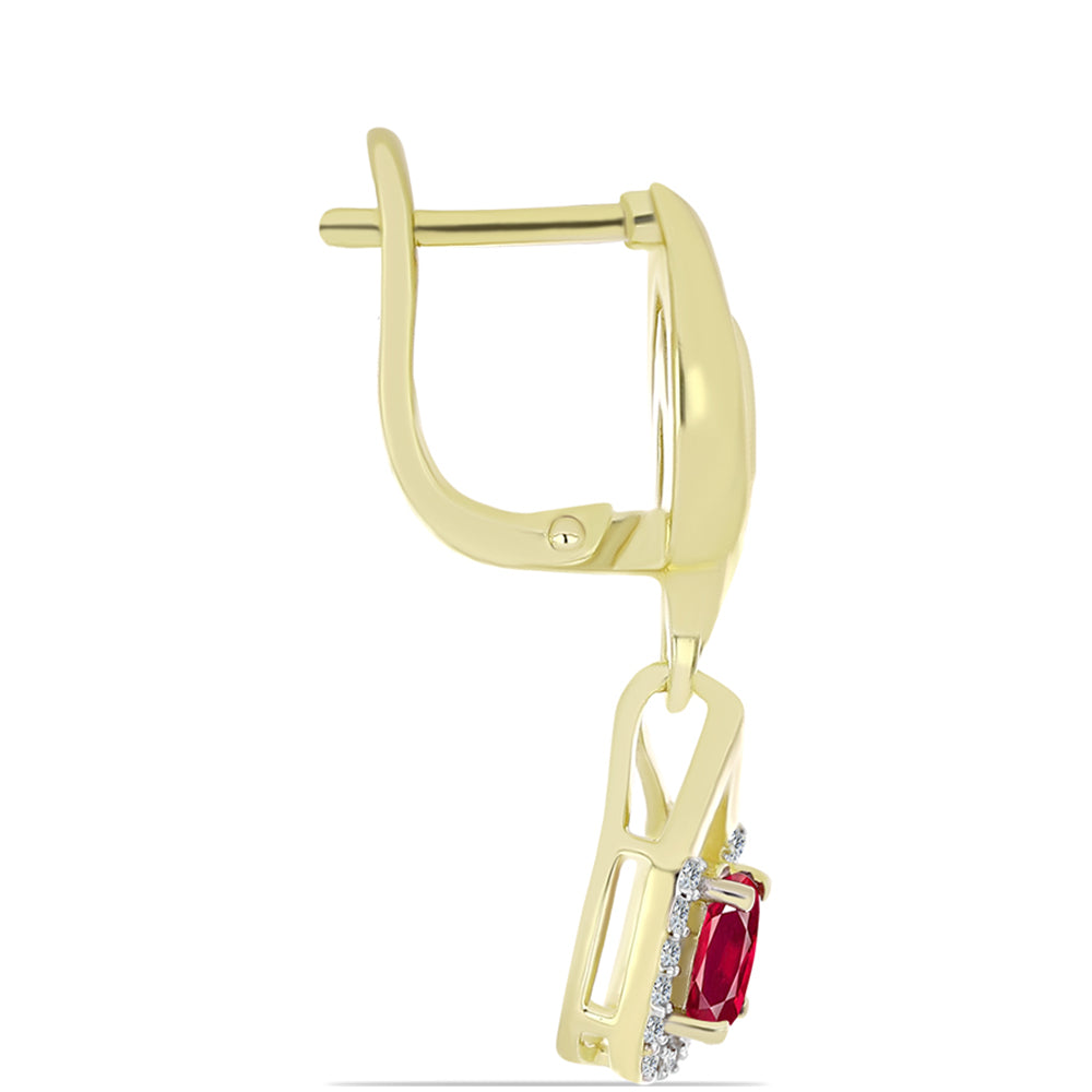 Kullatut hopeat Korvakorut Malagassin Rubiinilla ja Valkoisella Topaasilla