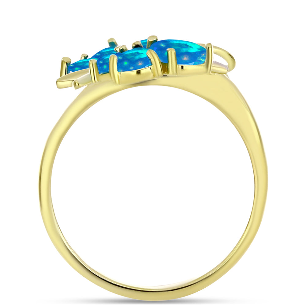 Kullattu hopeaSormus Etiopialaisella Paratiisiopaalilla ja Valkoisella Topaasilla 2 