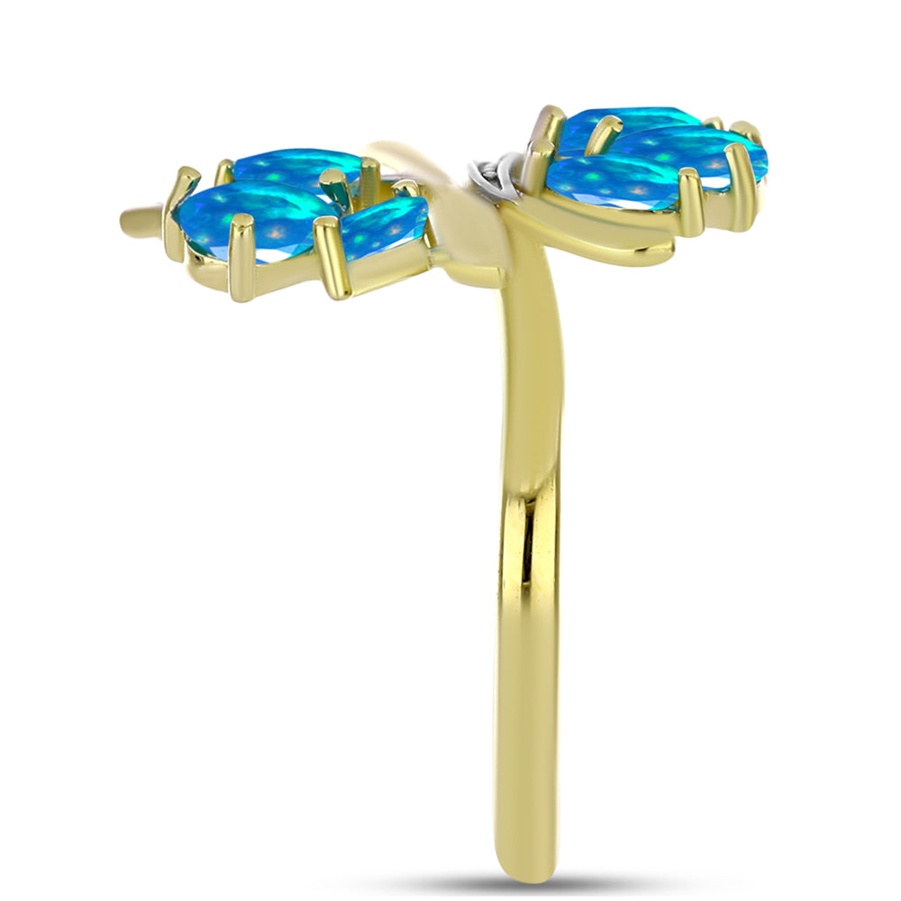 Kullattu hopeaSormus Etiopialaisella Paratiisiopaalilla ja Valkoisella Topaasilla 4 