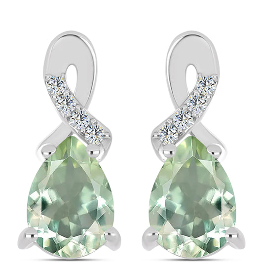 HopeaKorvakorut Vihreällä Ametistilla ja Valkoisella Topaasilla