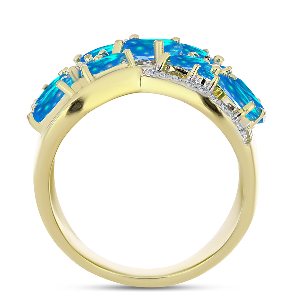 Kullattu hopeaSormus Etiopialaisella Paratiisiopaalilla ja Valkoisella Topaasilla 2 