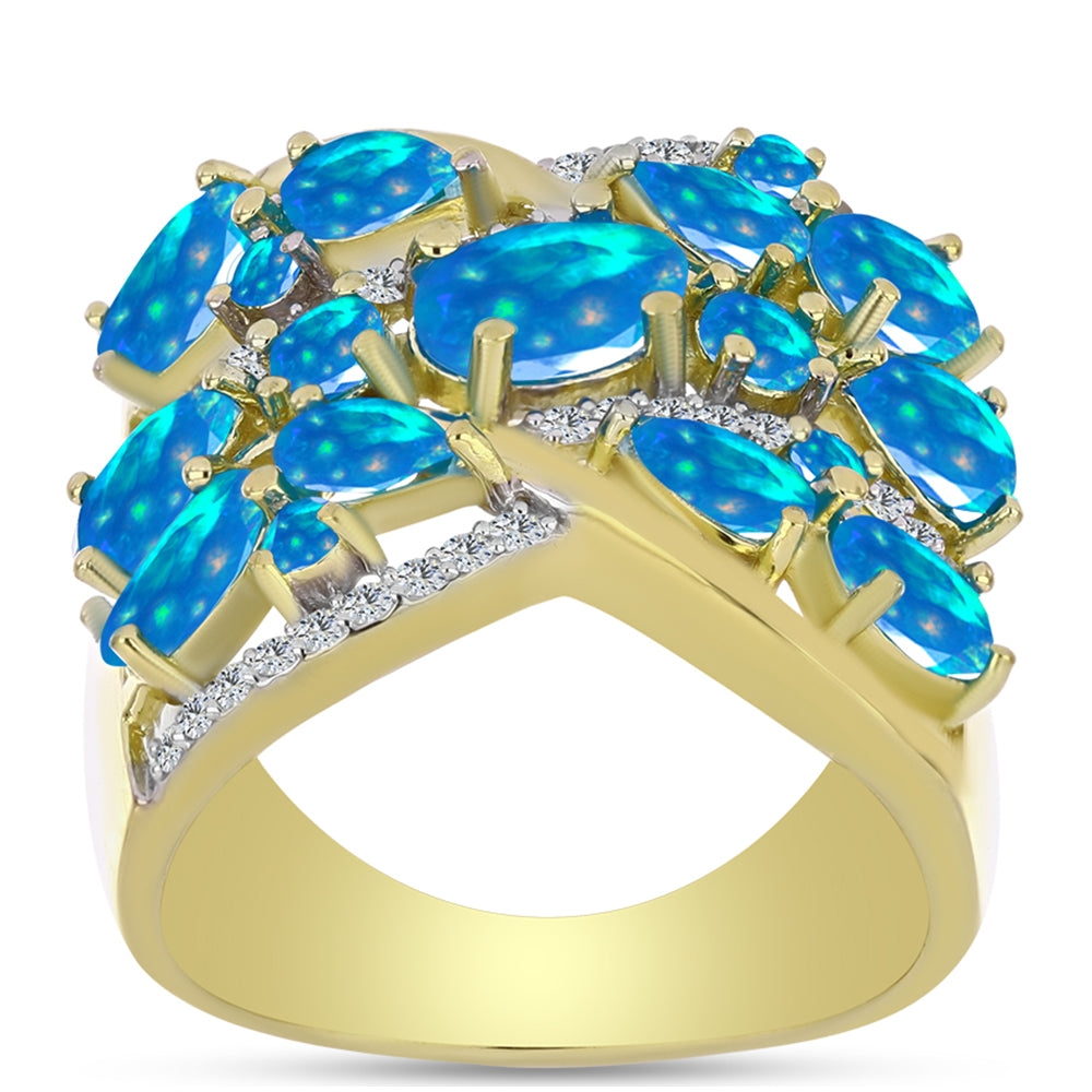 Kullattu hopeaSormus Etiopialaisella Paratiisiopaalilla ja Valkoisella Topaasilla