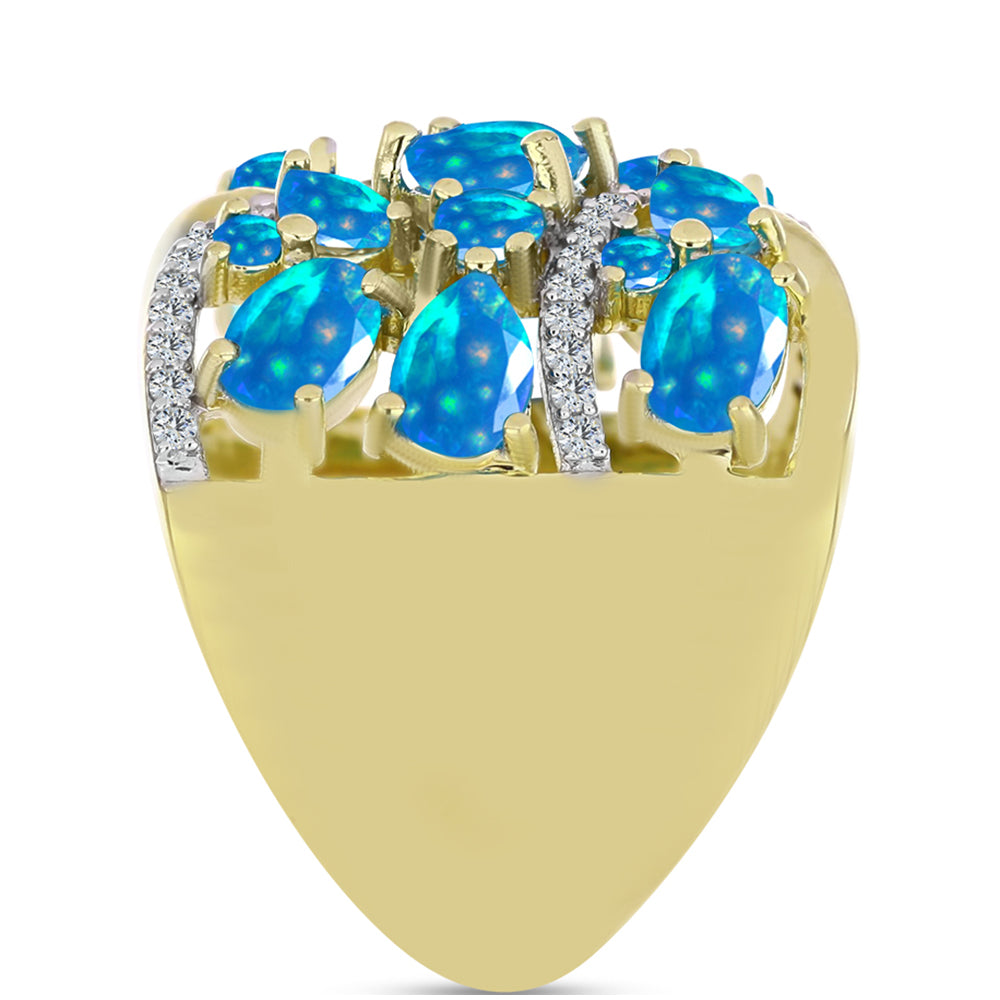 Kullattu hopeaSormus Etiopialaisella Paratiisiopaalilla ja Valkoisella Topaasilla 4 