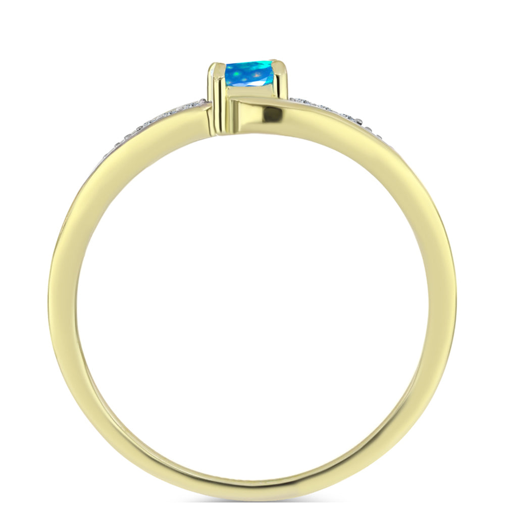 Kullattu hopeaSormus Etiopialaisella Paratiisiopaalilla ja Valkoisella Topaasilla