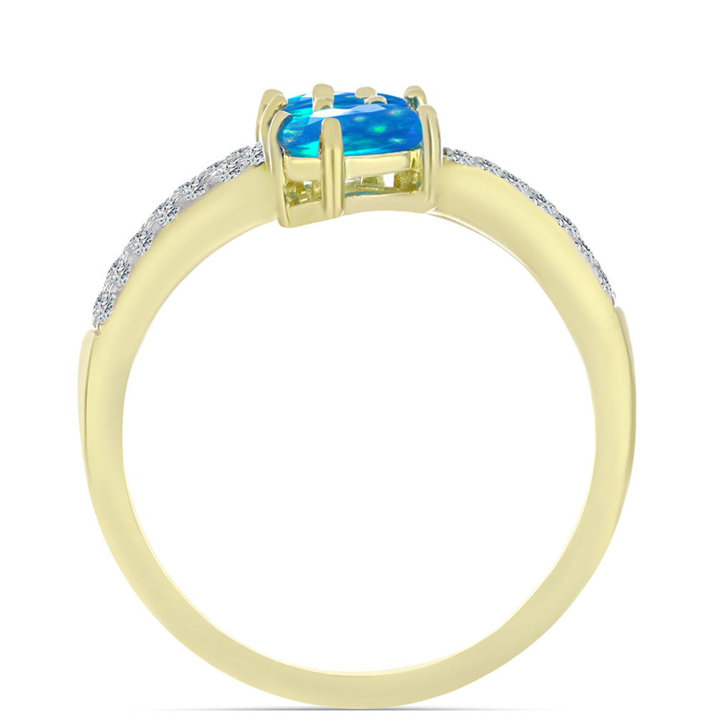 Kullattu hopeaSormus Etiopialaisella Paratiisiopaalilla ja Valkoisella Topaasilla 2 